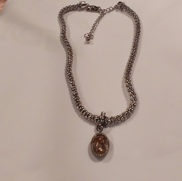 White House Black Market  Silver Necklace with Rose Gold Charm - Picture 1 of 6